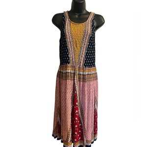 Patrons of Peace Boho Multicolor Sleeveless Lightweight Dress Sz M
